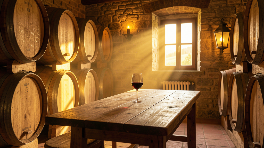 Cantina con botti — immagine di atmosfera generata con AI